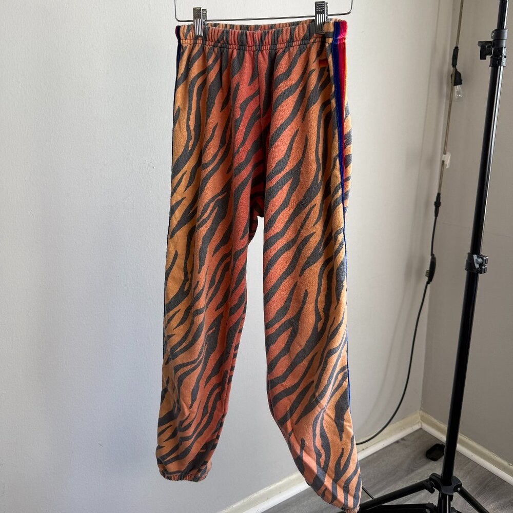 Aviator Nation Classic Velvet Sweatpants Tiger Print Size S